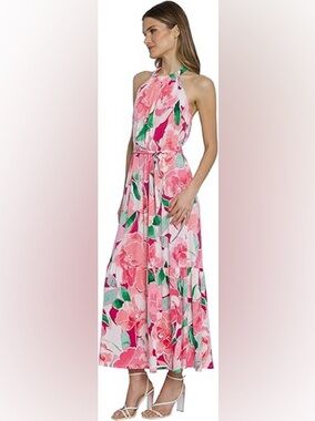 14. Maggy London • NWT Pink Floral Dress PTP 16”-24” belt not included